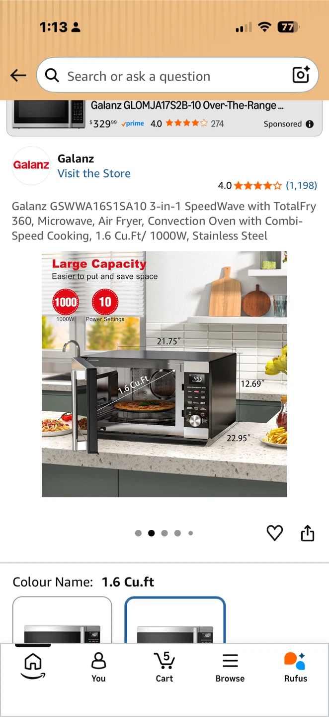 Galanz 3-in-1 SpeedWave Microwave, Air Fryer, Convection Oven - photo 4