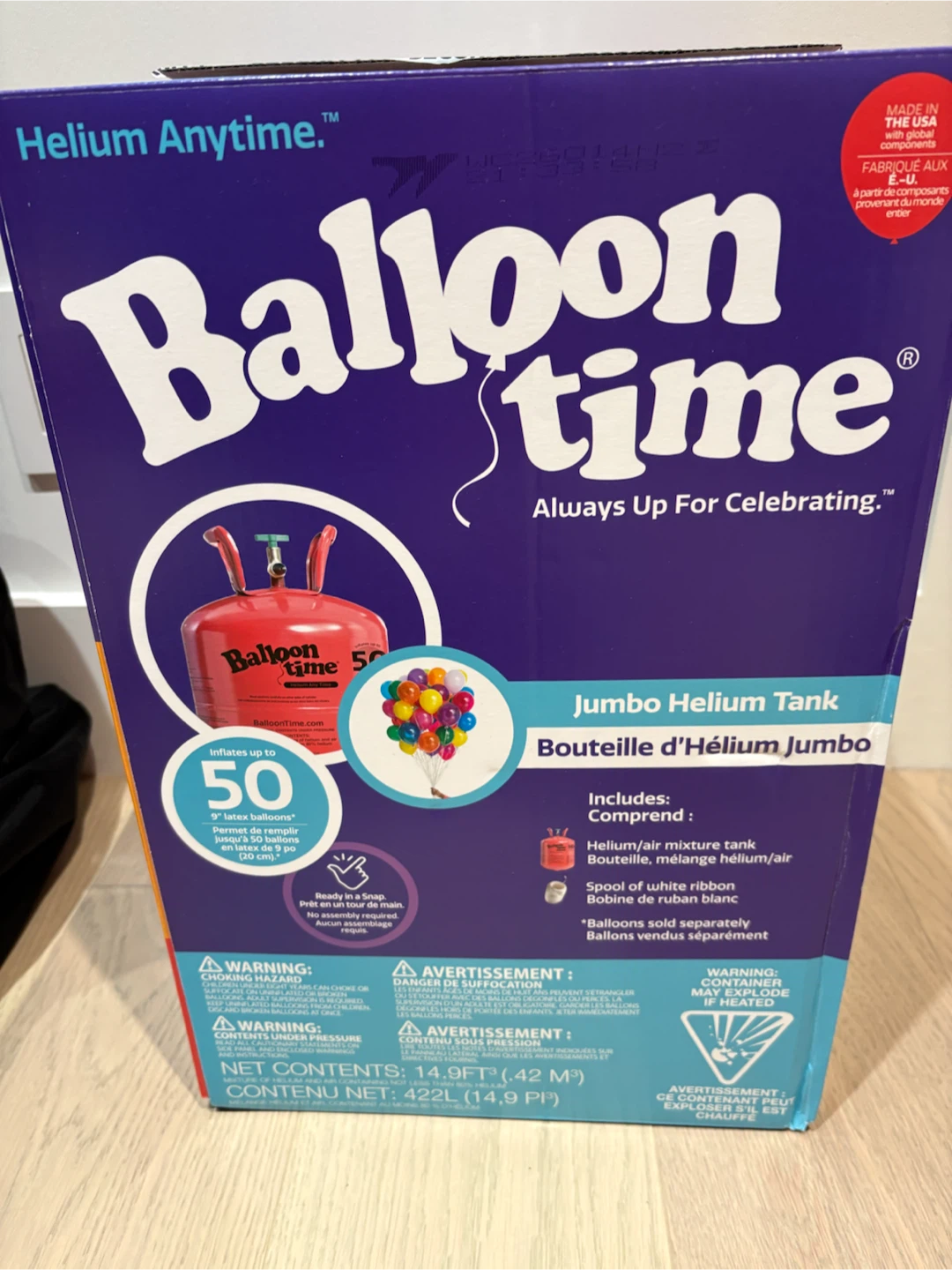 Empty Balloon Time Jumbo Helium Tank