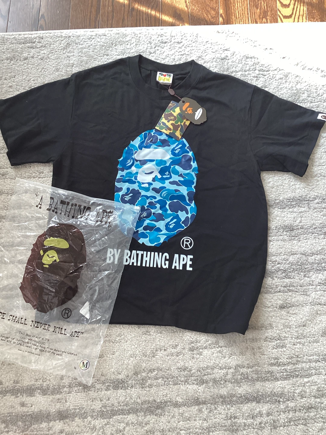 BAPE A Bathing Ape Blue Camo Ape Head T-Shirt Size M