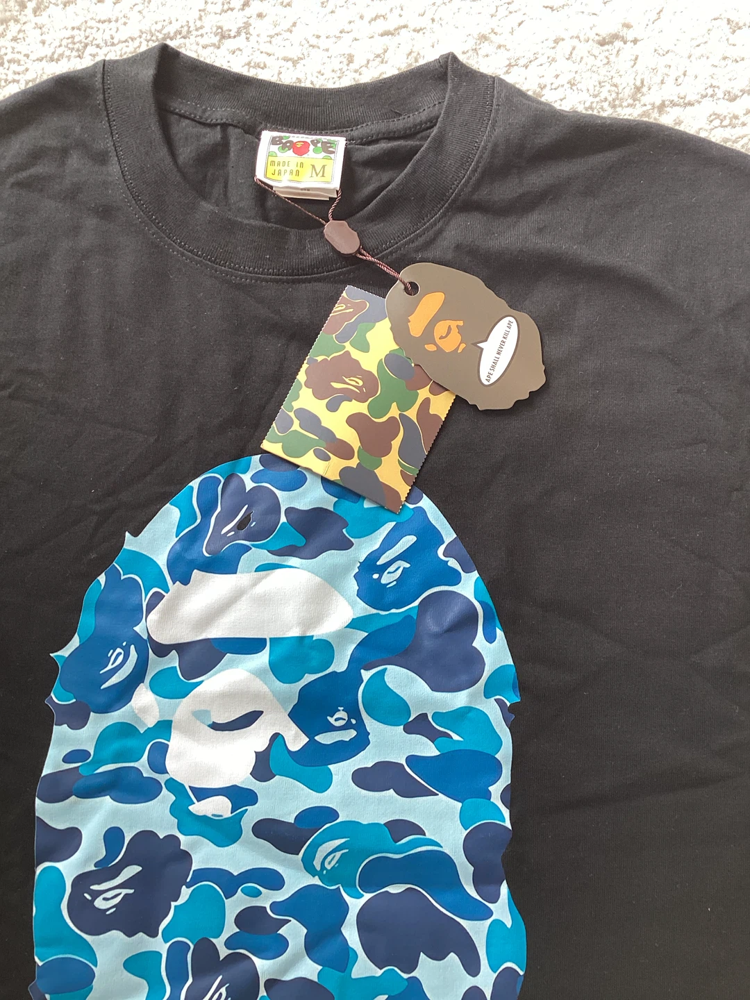 BAPE A Bathing Ape Blue Camo Ape Head T-Shirt Size M - photo 3