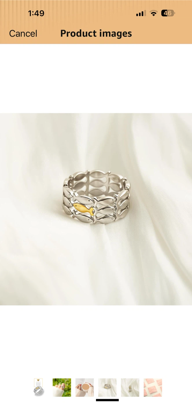 Silver Ring with Gold Fish Design - photo 3