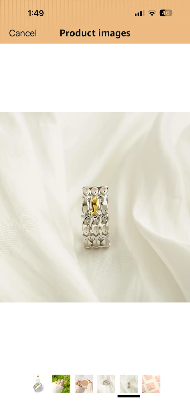 Silver Ring with Gold Fish Design - photo 4