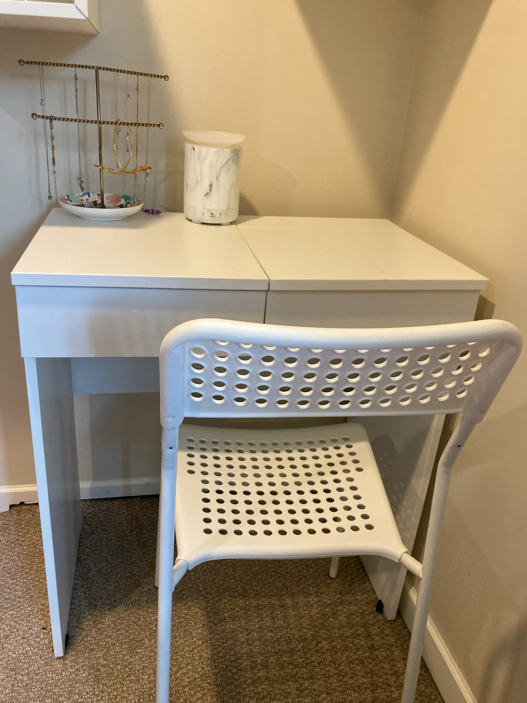 MOVING SALE : White Vanity Desk with Mirror and Storage