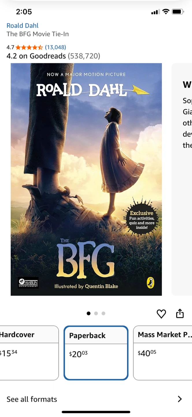 Roald Dahl The BFG Paperback Book - photo 4