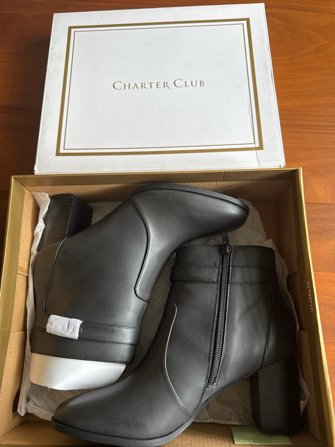 Charter Club Black Faux Leather Ankle Boots