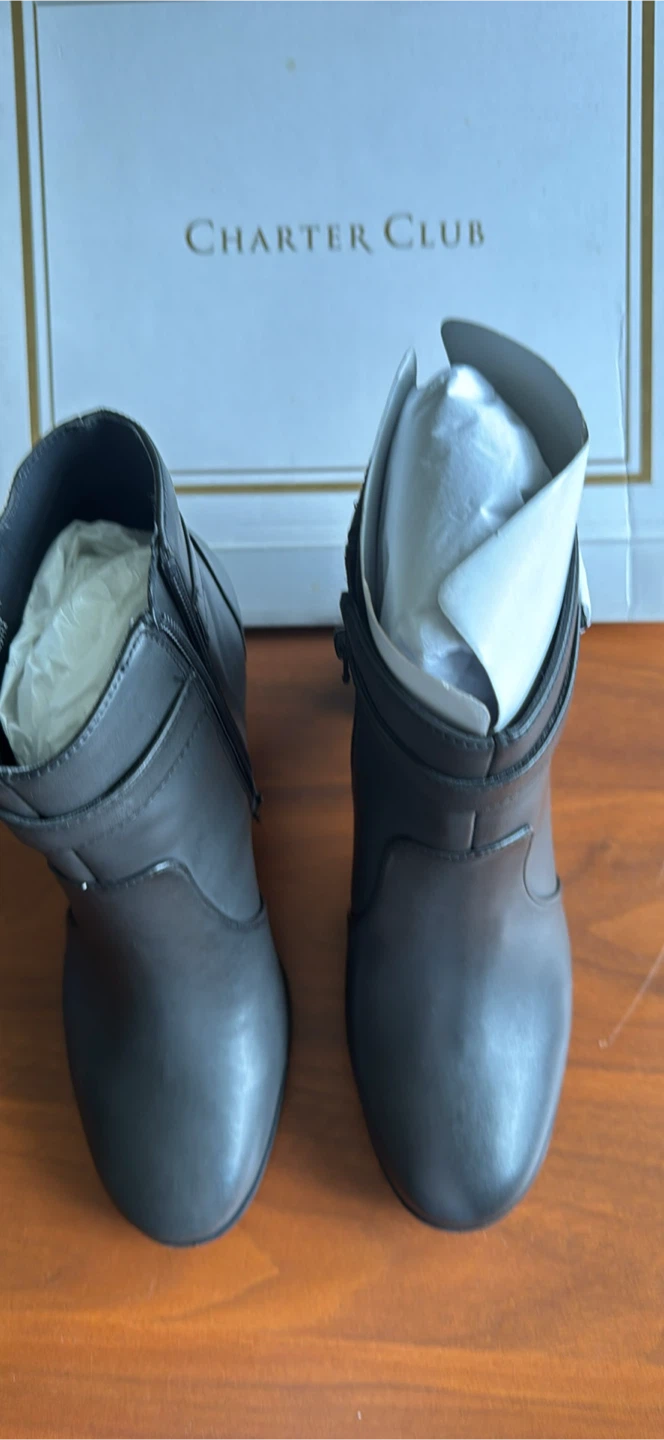 Charter Club Black Faux Leather Ankle Boots - photo 3