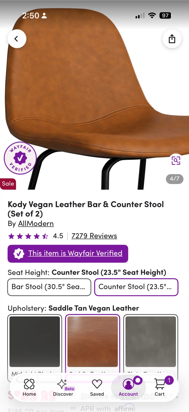 AllModern Kody Vegan Leather Bar & Counter Stools (Set of 2) - photo 3