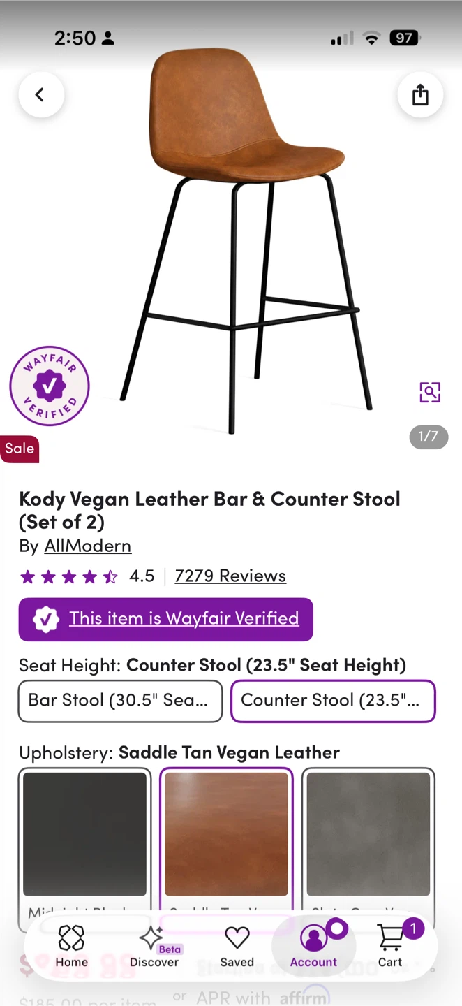 AllModern Kody Vegan Leather Bar & Counter Stools (Set of 2) - photo 4