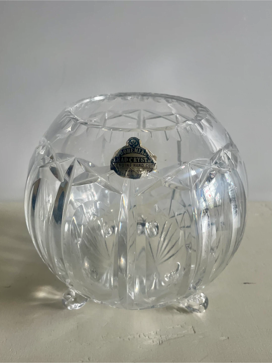 Vintage Bohemian Hand-Cut Lead Crystal Footed Vase - photo 2