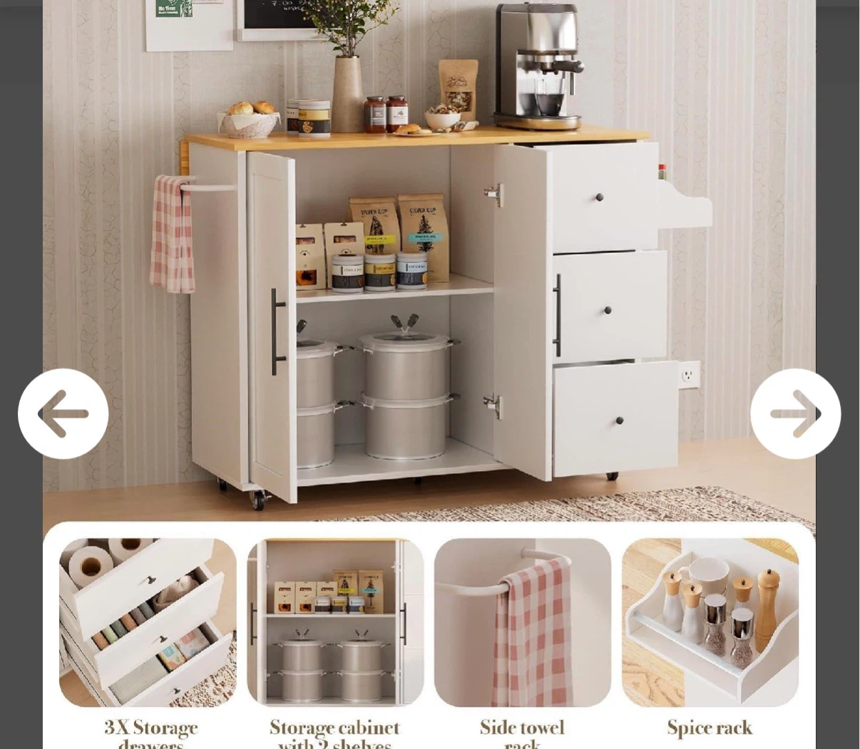 Mobile Kitchen Island with Storage - photo 2