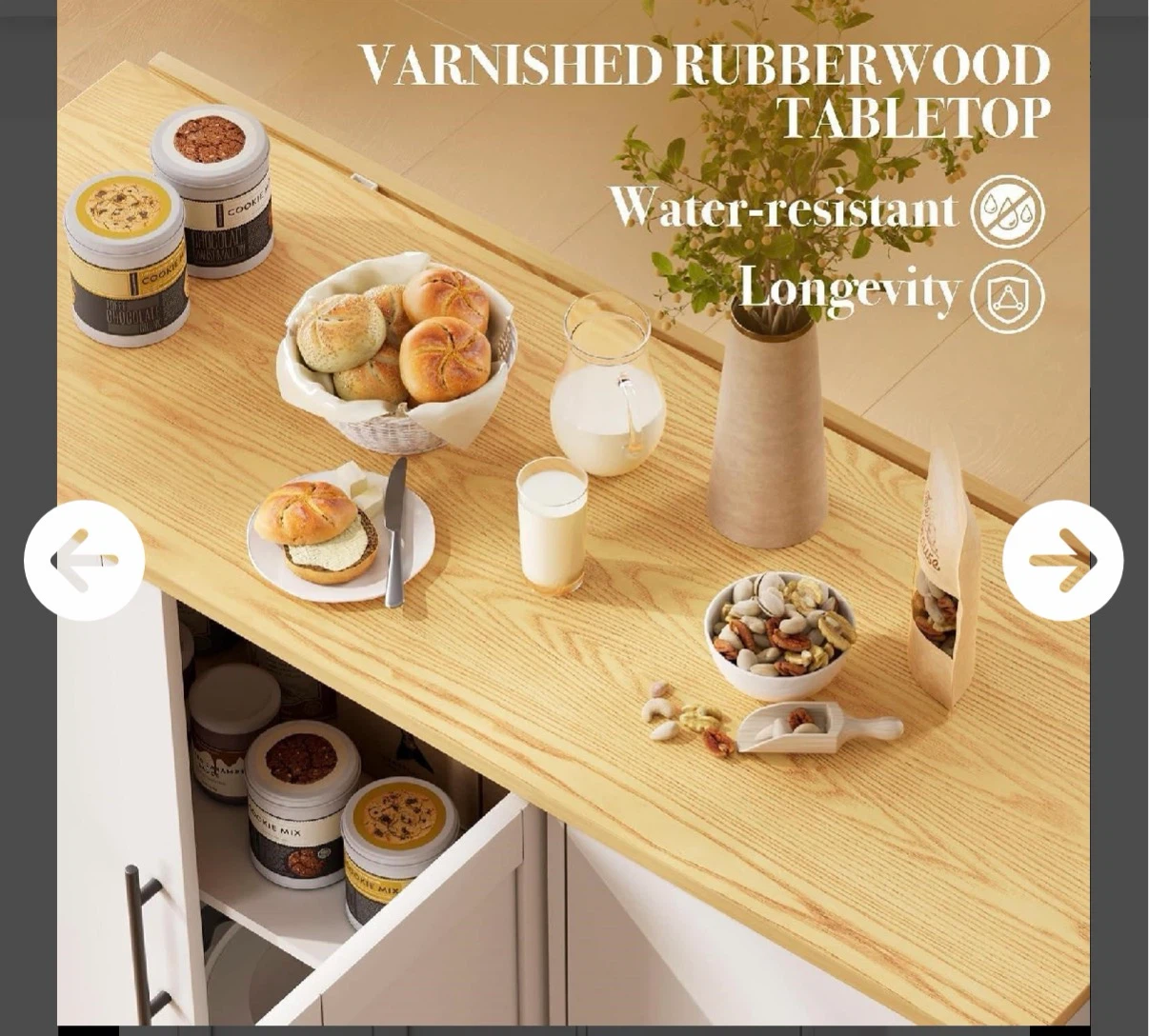Mobile Kitchen Island with Storage - photo 3