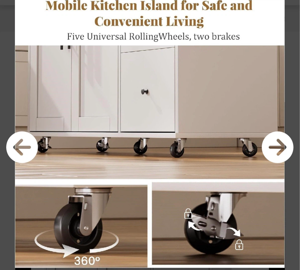 Mobile Kitchen Island with Storage - photo 4
