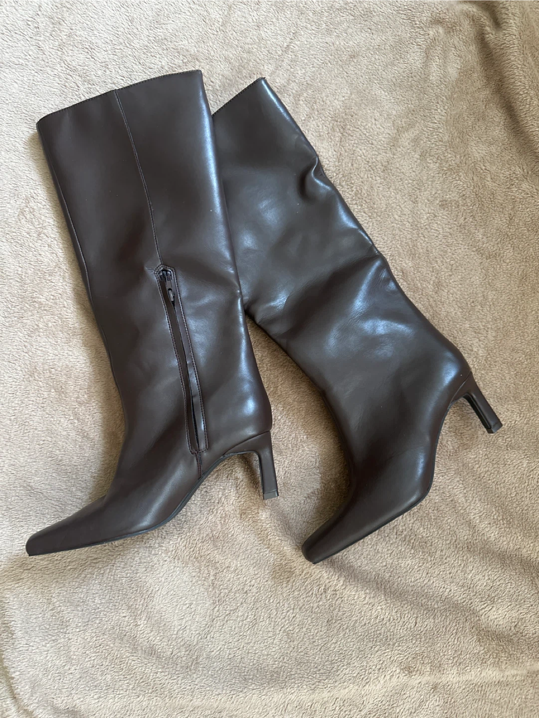 Brown Knee-High Boots with Heels
