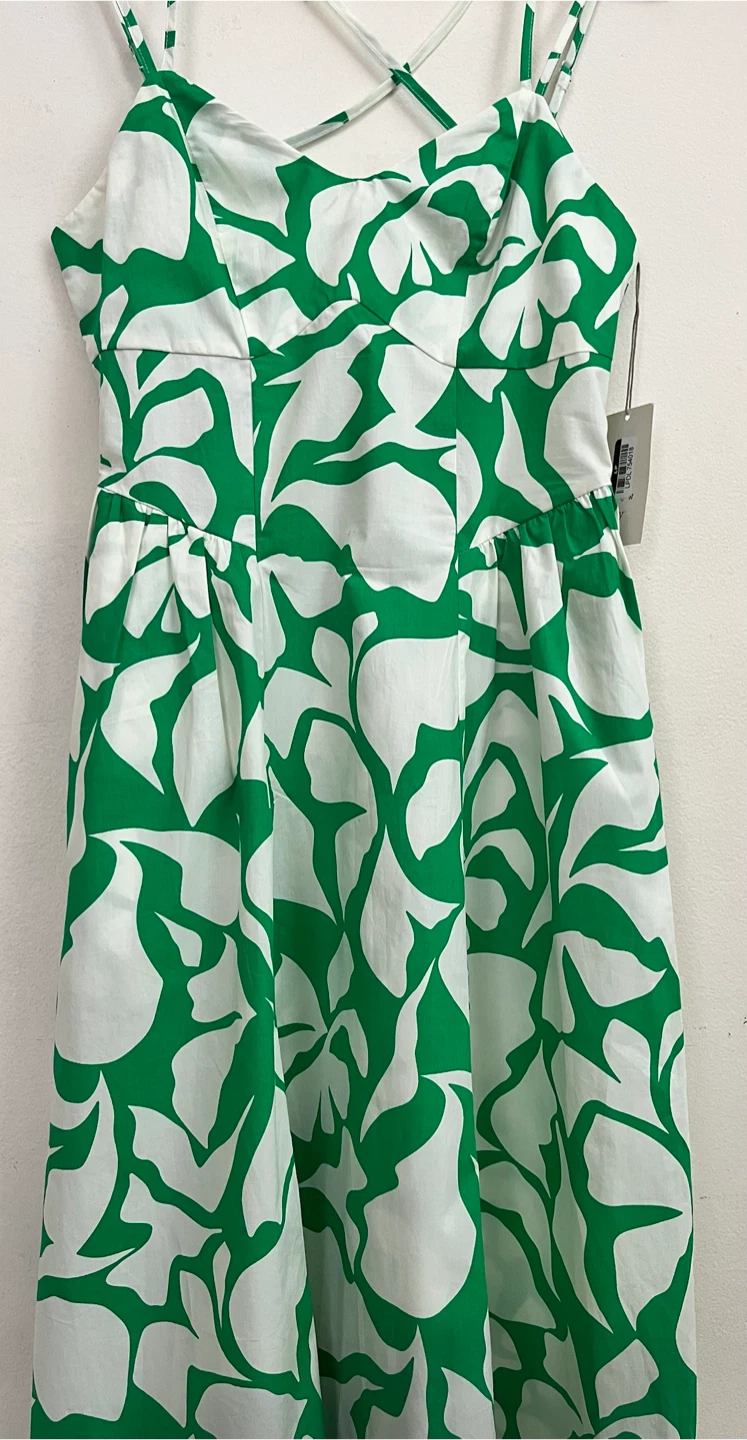 A New Day Green and White Floral Print Sundress