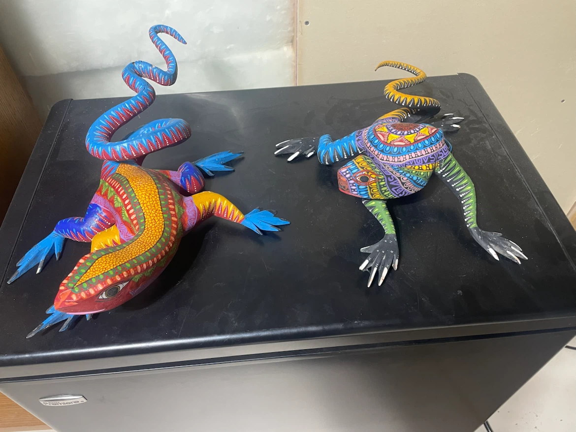 Hand-Painted Wooden Lizards (Set of 2) - Oaxaca Folk Art