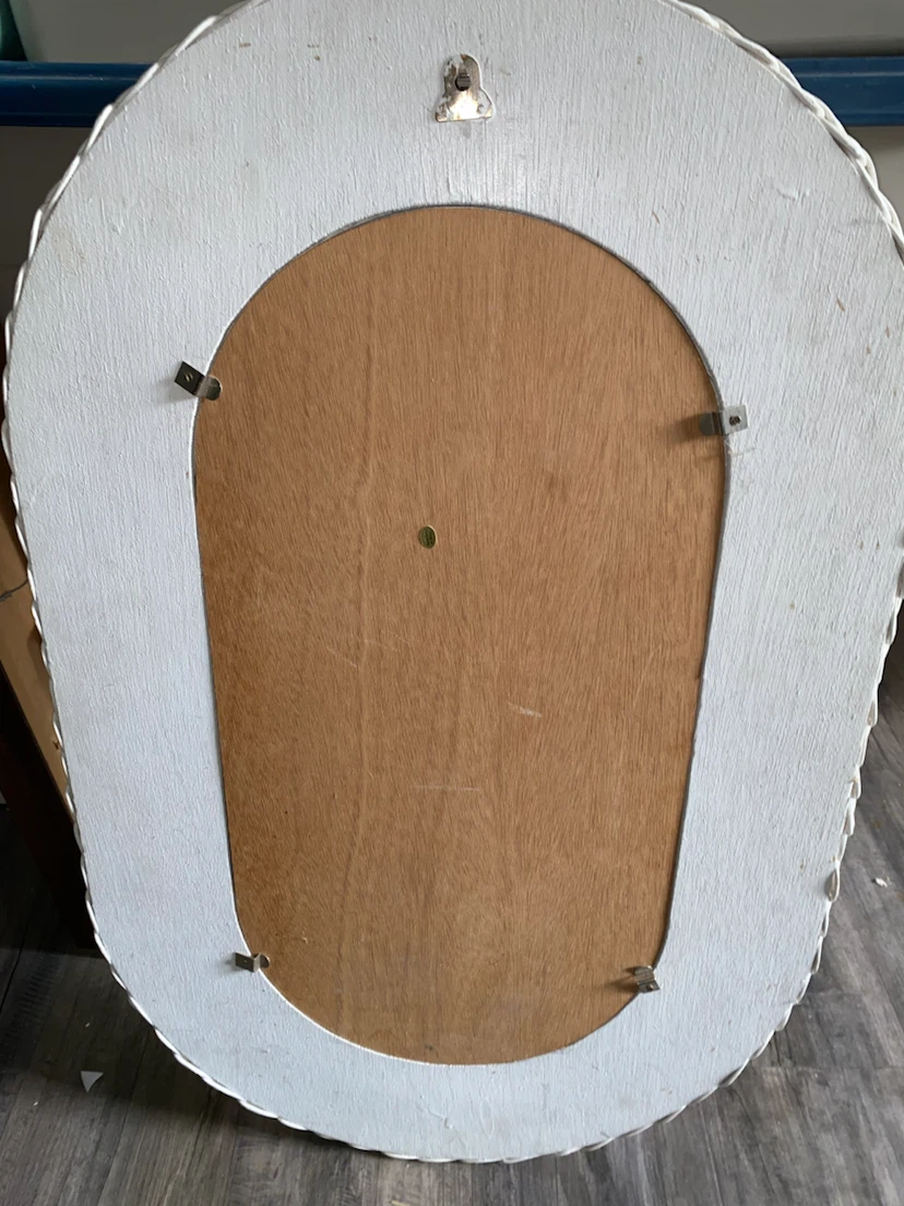 White Wicker Oval Mirror - photo 2