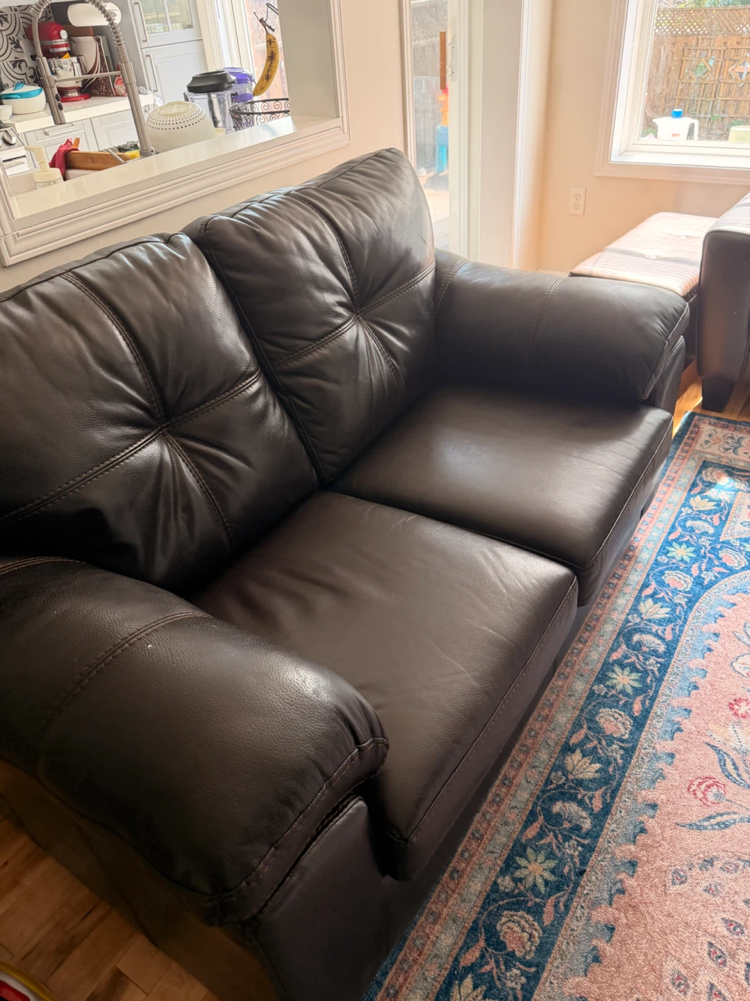 63" Leather-Look Loveseat - Brown from Bricks - photo 2