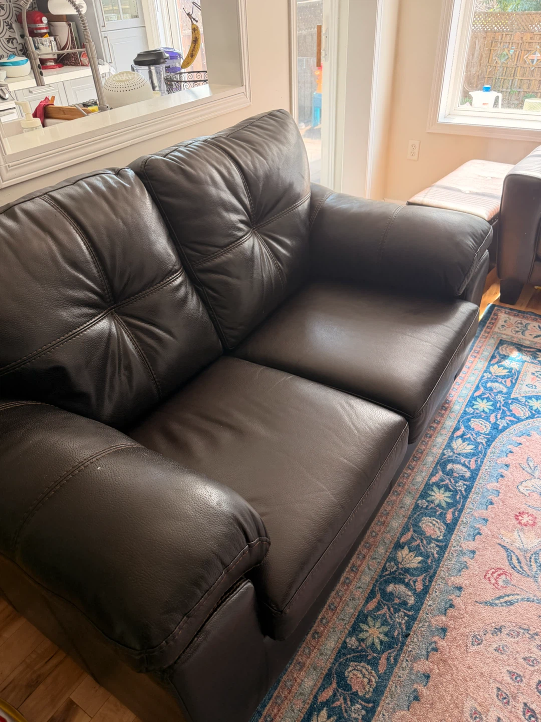 63" Leather-Look Loveseat - Brown from Bricks - photo 3