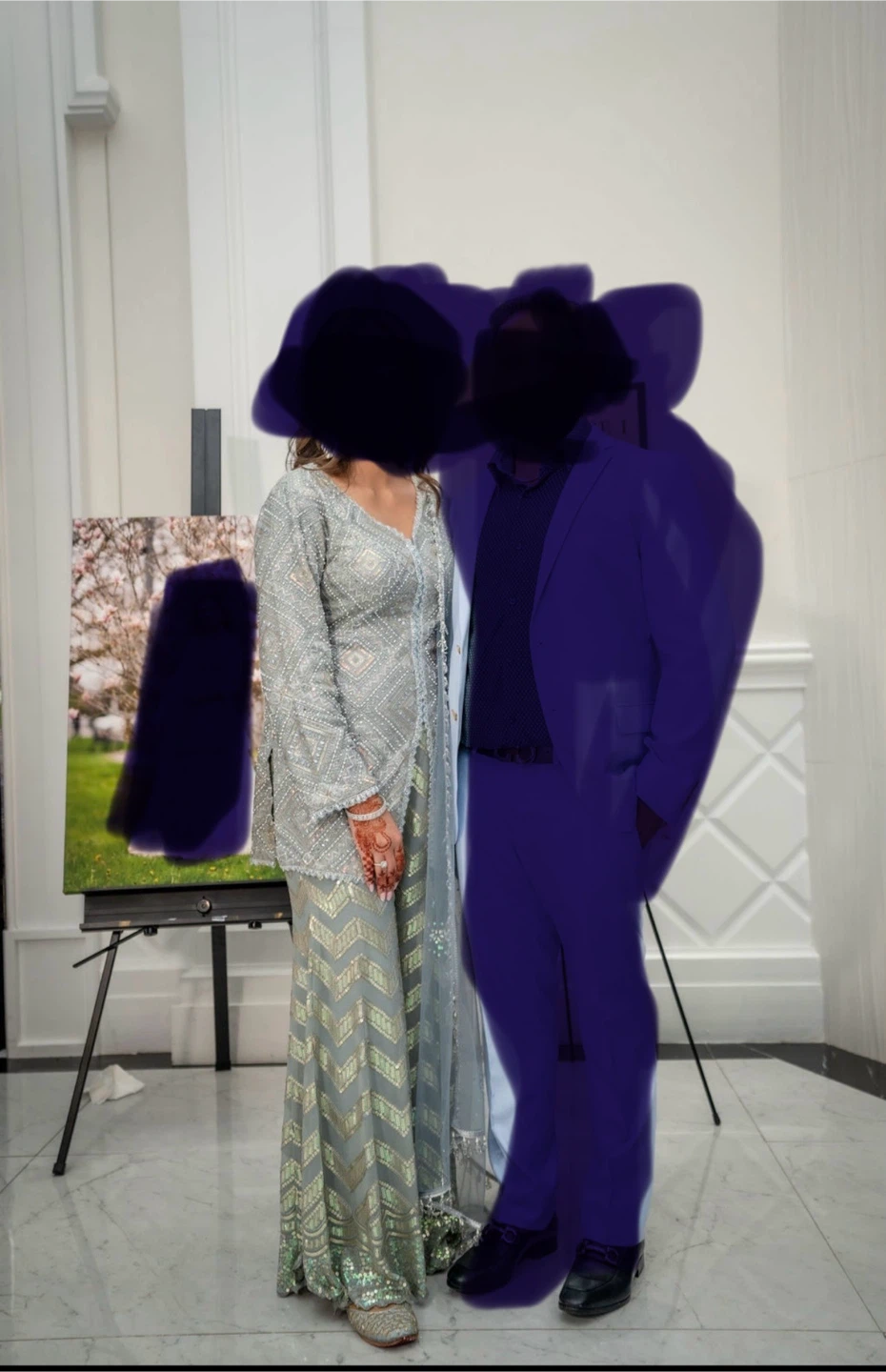 Women's Grey Sequined Traditional Outfit