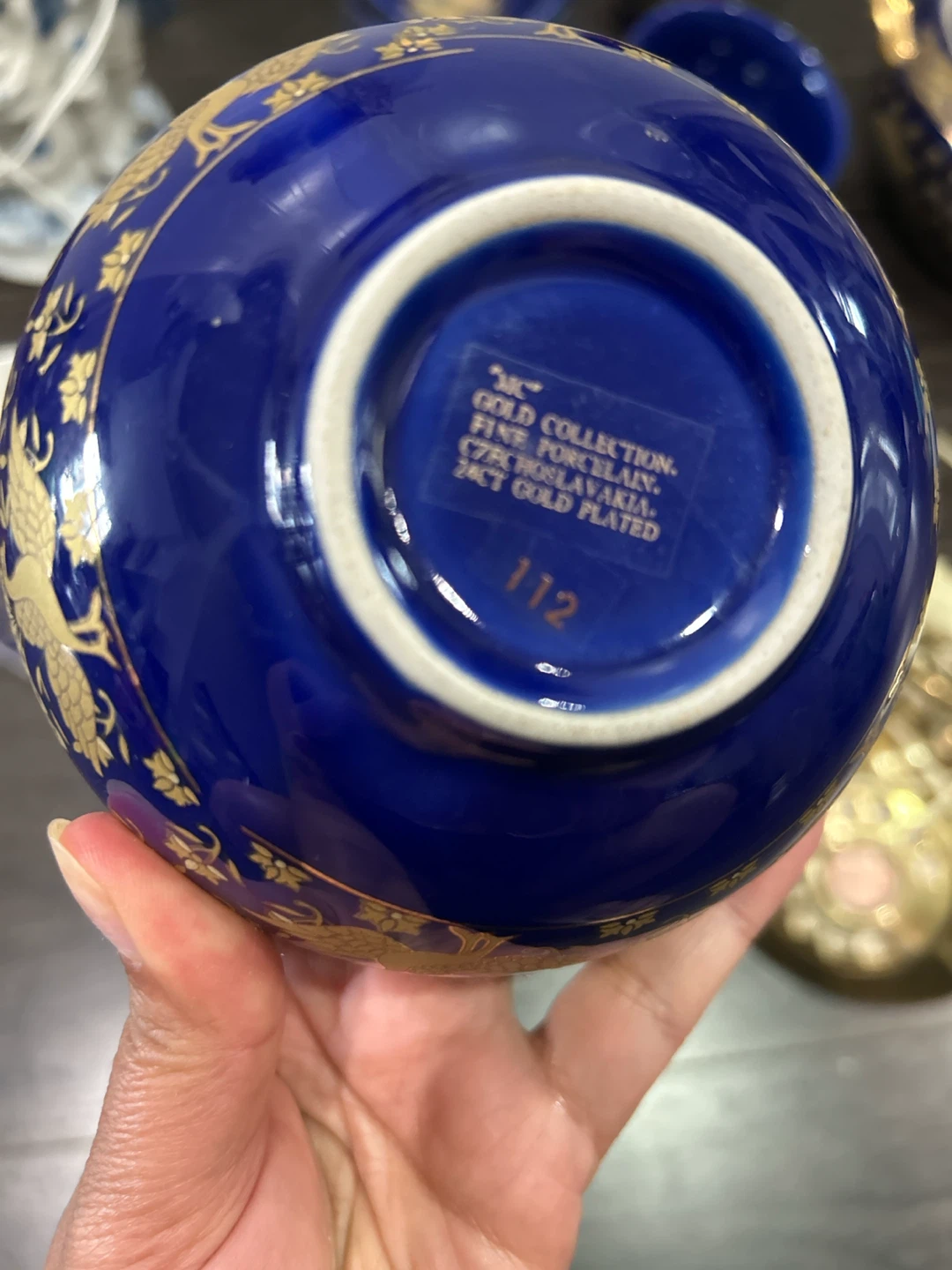 Vintage/Antique Blue and Gold Porcelain Soup Tureen Set - photo 5