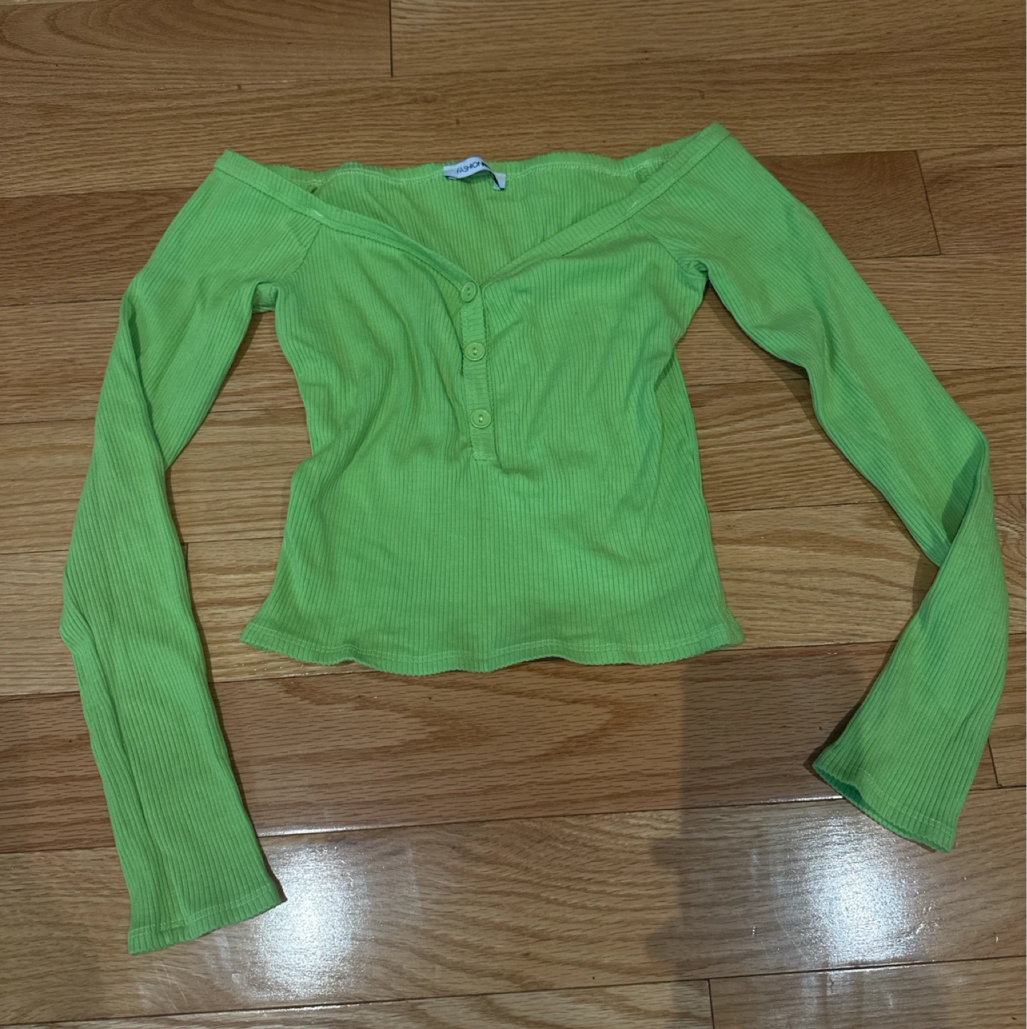 Green Long Sleeve Crop Top XS-S