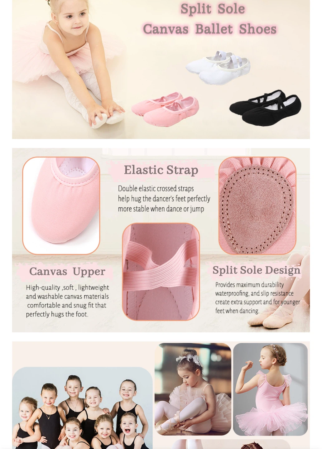 Pink ballet shoes for girls - photo 2