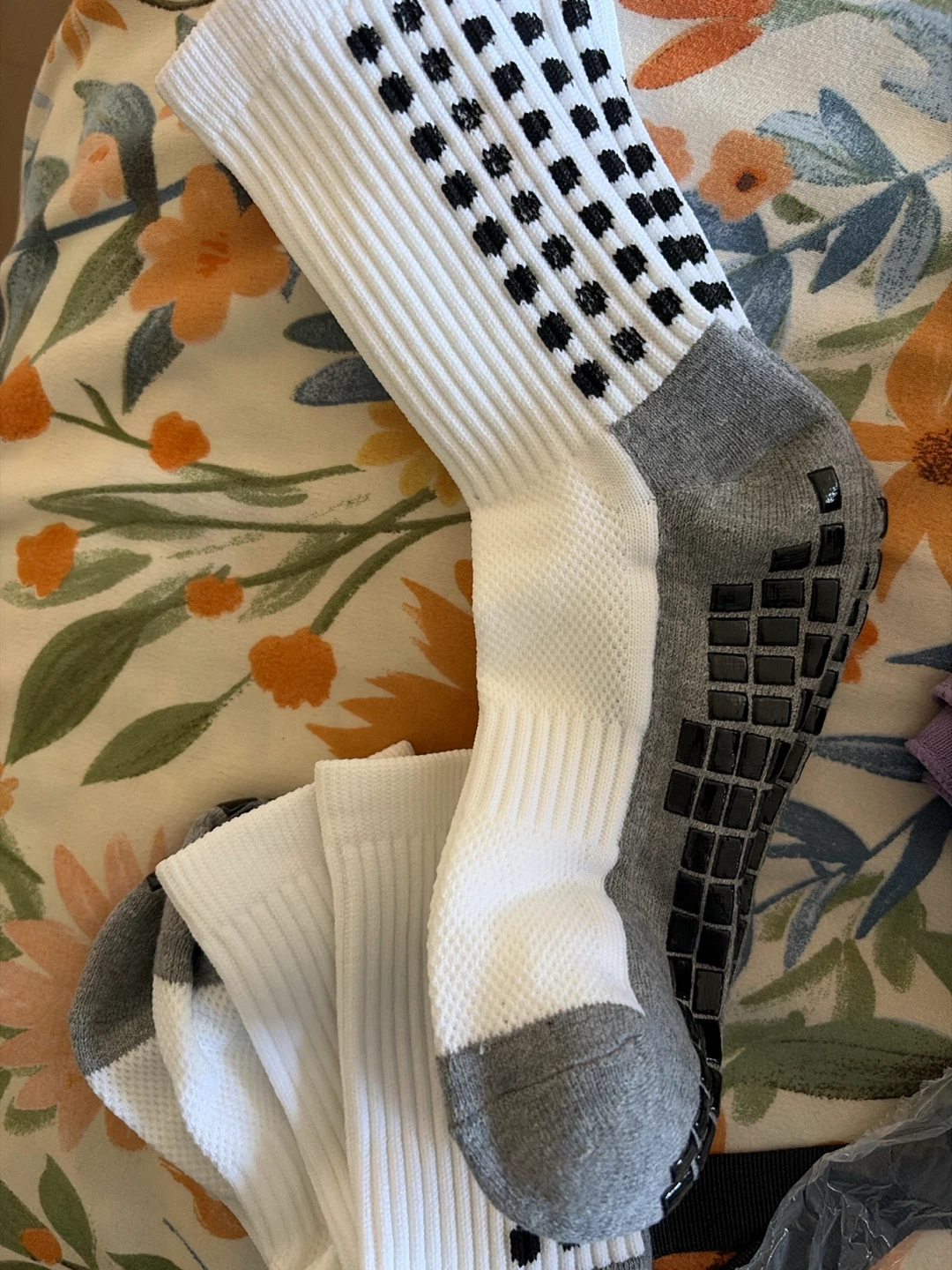 White & Grey Grip Socks