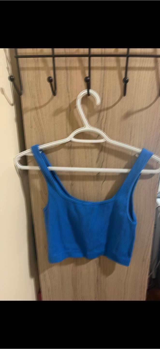 Zara Ribbed Cropped Tank Top Blue - M/L - photo 2