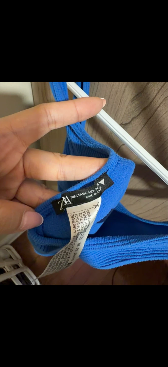 Zara Ribbed Cropped Tank Top Blue - M/L - photo 3