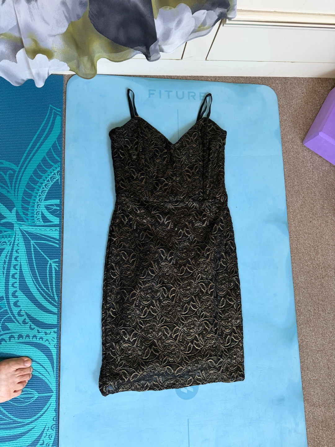 Moda International Black & Gold Lace Dress