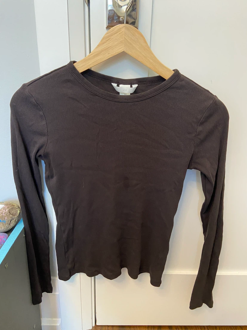 H&M Ribbed Long Sleeve Top - Brown - Size S