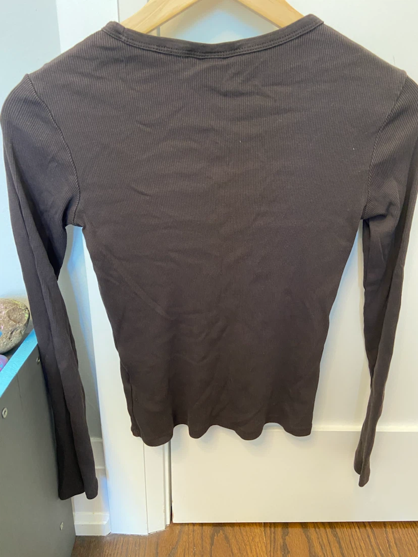 H&M Ribbed Long Sleeve Top - Brown - Size S - photo 3
