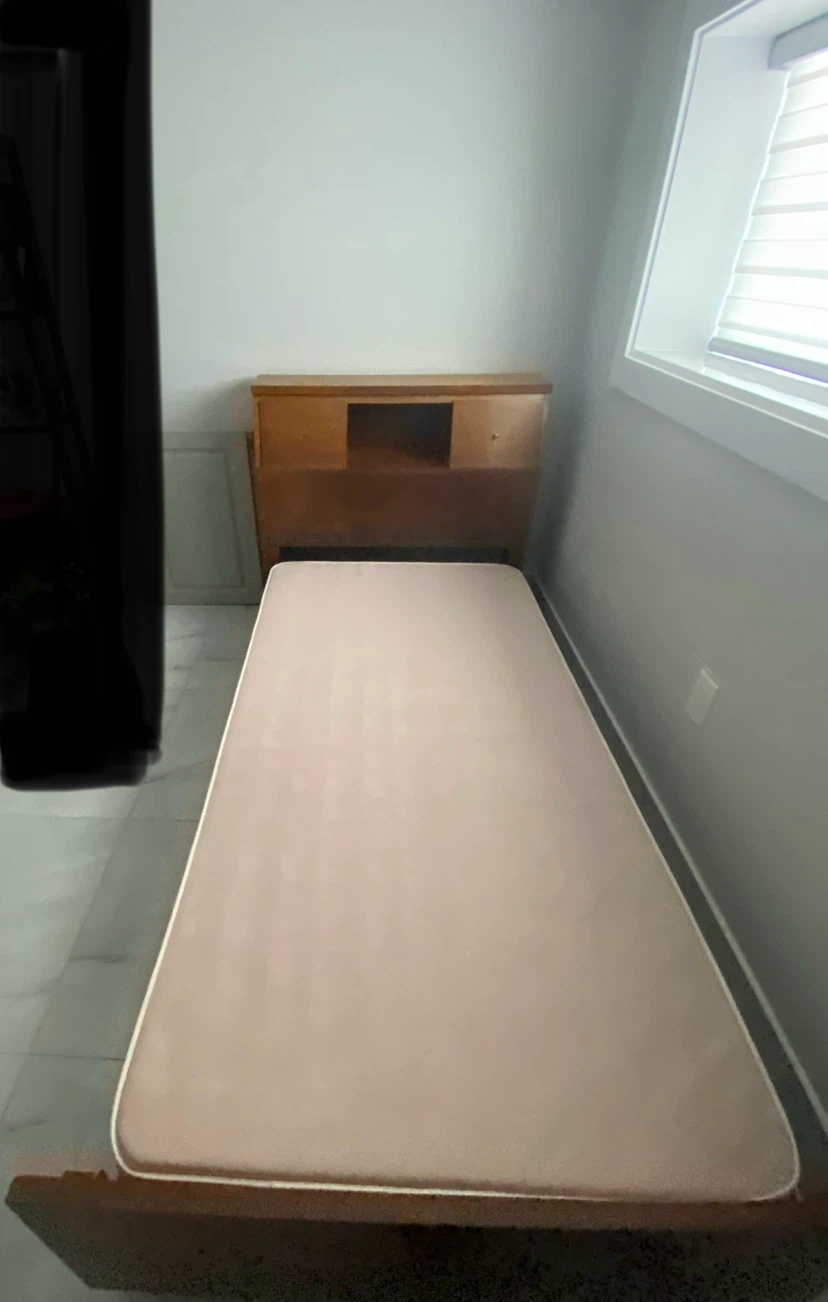 Vintage Wooden Single Bed Frame with Headboard Storage - photo 2