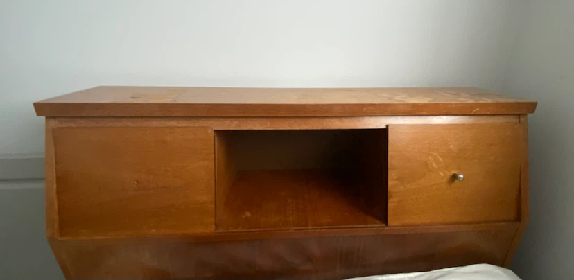 Vintage Wooden Single Bed Frame with Headboard Storage - photo 3