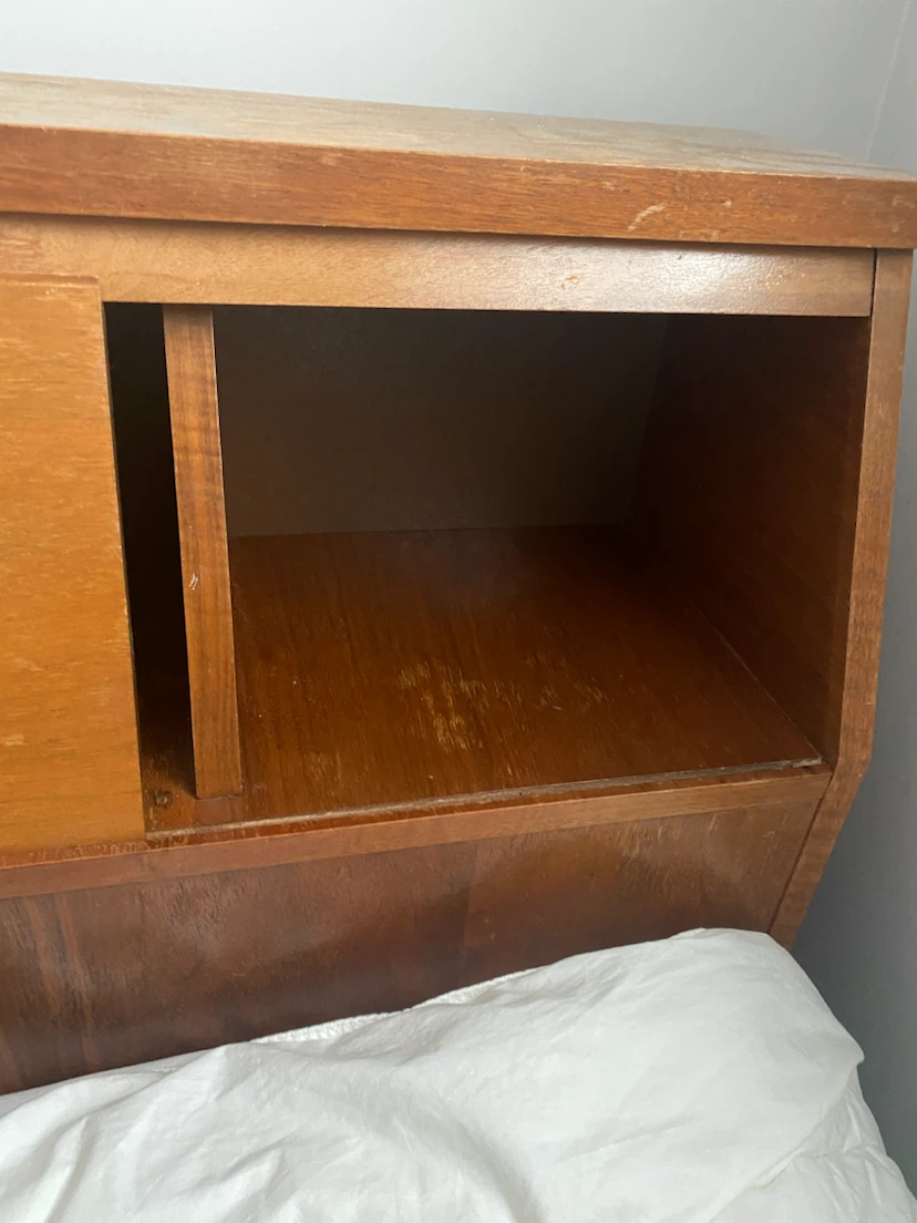 Vintage Wooden Single Bed Frame with Headboard Storage - photo 4
