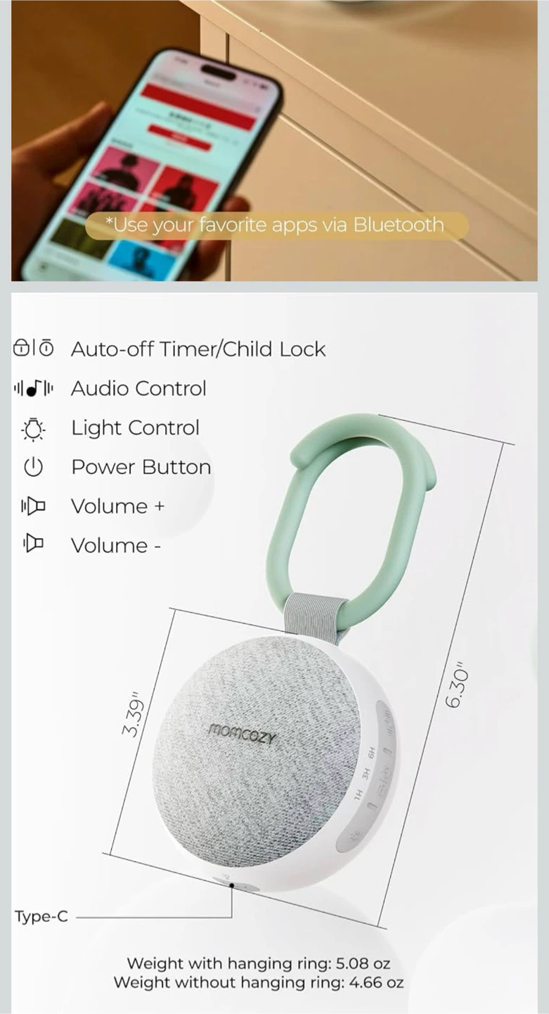 Momcozy Portable White Noise Machine with Light - photo 2