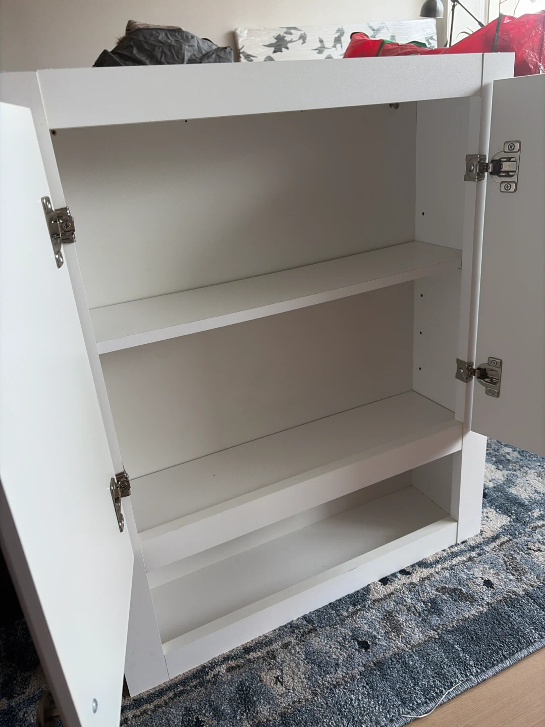 Bathroom White Storage Cabinet with Doors - photo 2