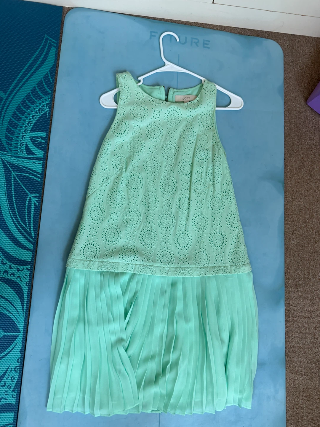 Loft Eyelet Pleated Dress