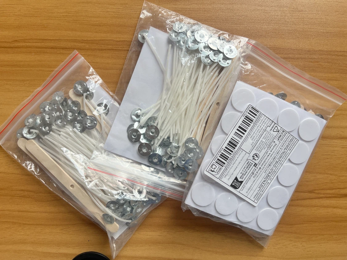 Candle Making Supplies (3 bags) - Wicks, Stickers & Stir Sticks