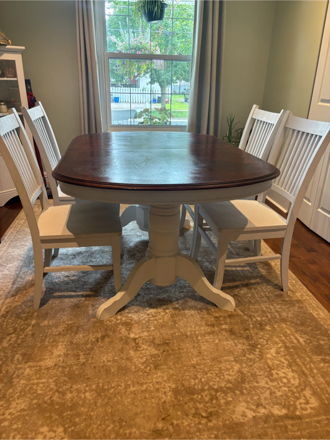 Pedestal Dining Table Set with 6 Chairs