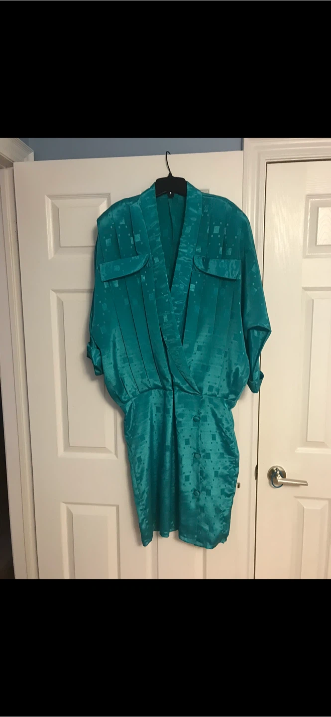 Teal Geometric Pattern Dress