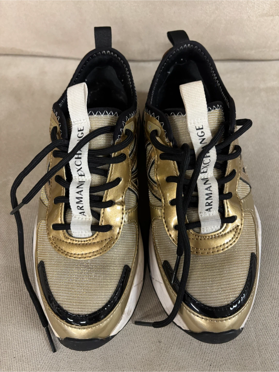 Armani Exchange Gold Sneakers