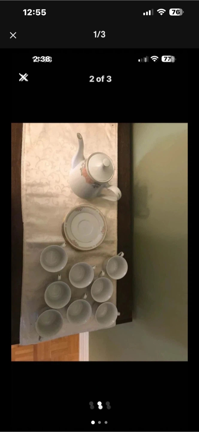 Teapot and teacup set with saucers - photo 2
