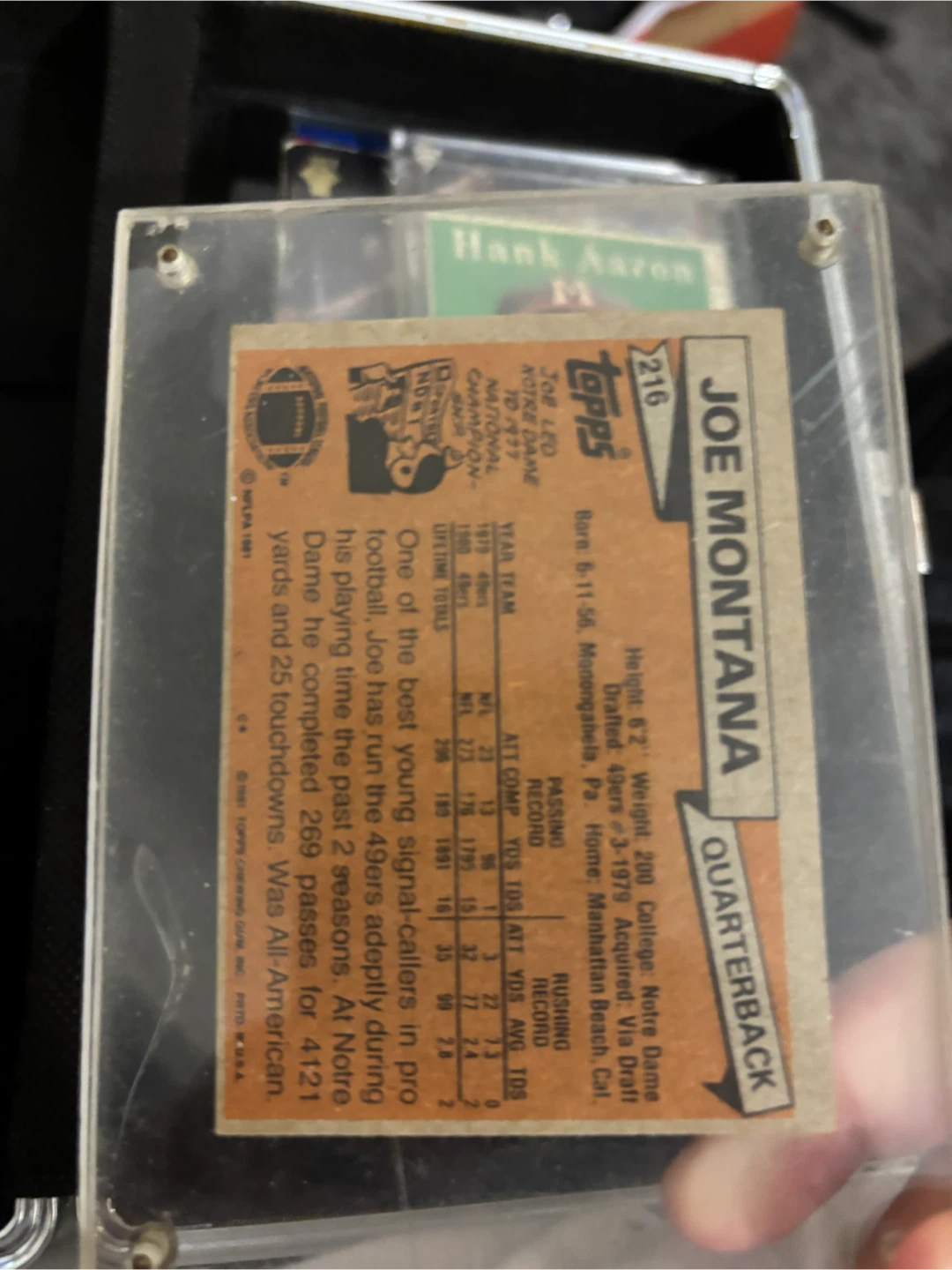 1985 Topps Joe Montana #216 Football Card - photo 2