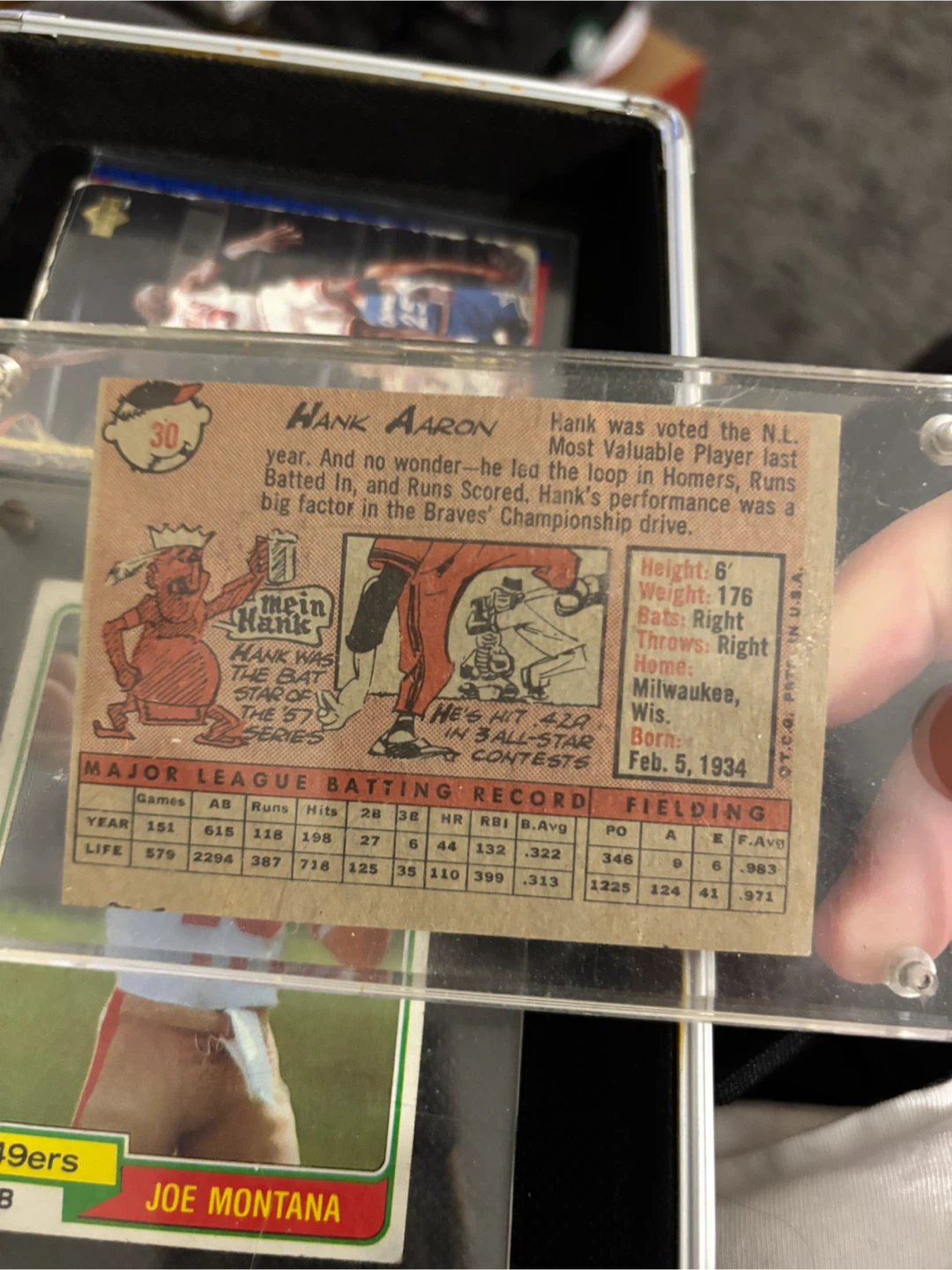 1960 Topps Hank Aaron Milwaukee Braves Baseball Card - photo 2