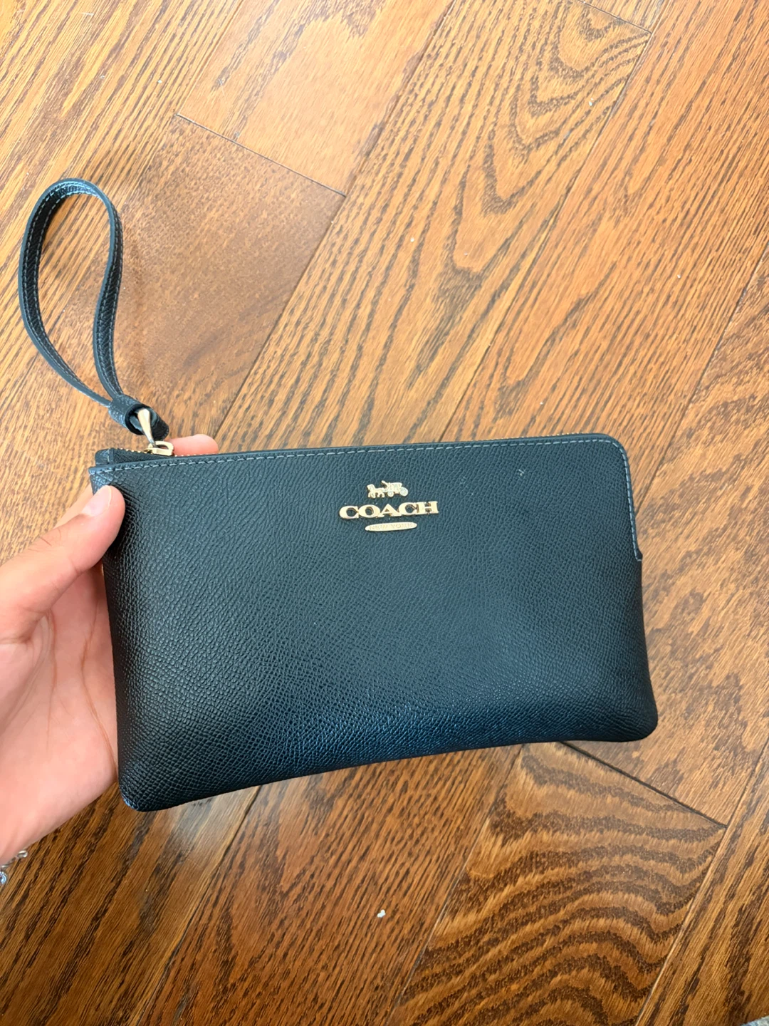 Coach Black Leather Wristlet Pouch