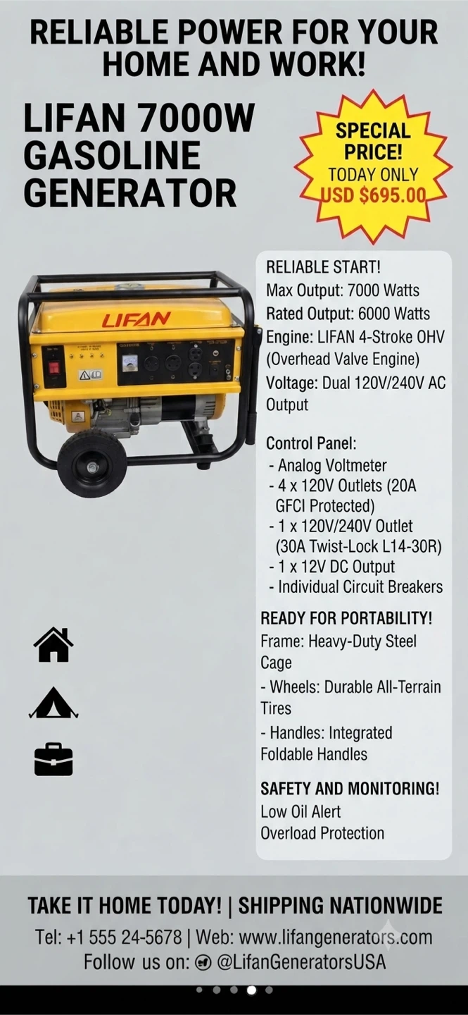 Lifan 7000W Gasoline Generator