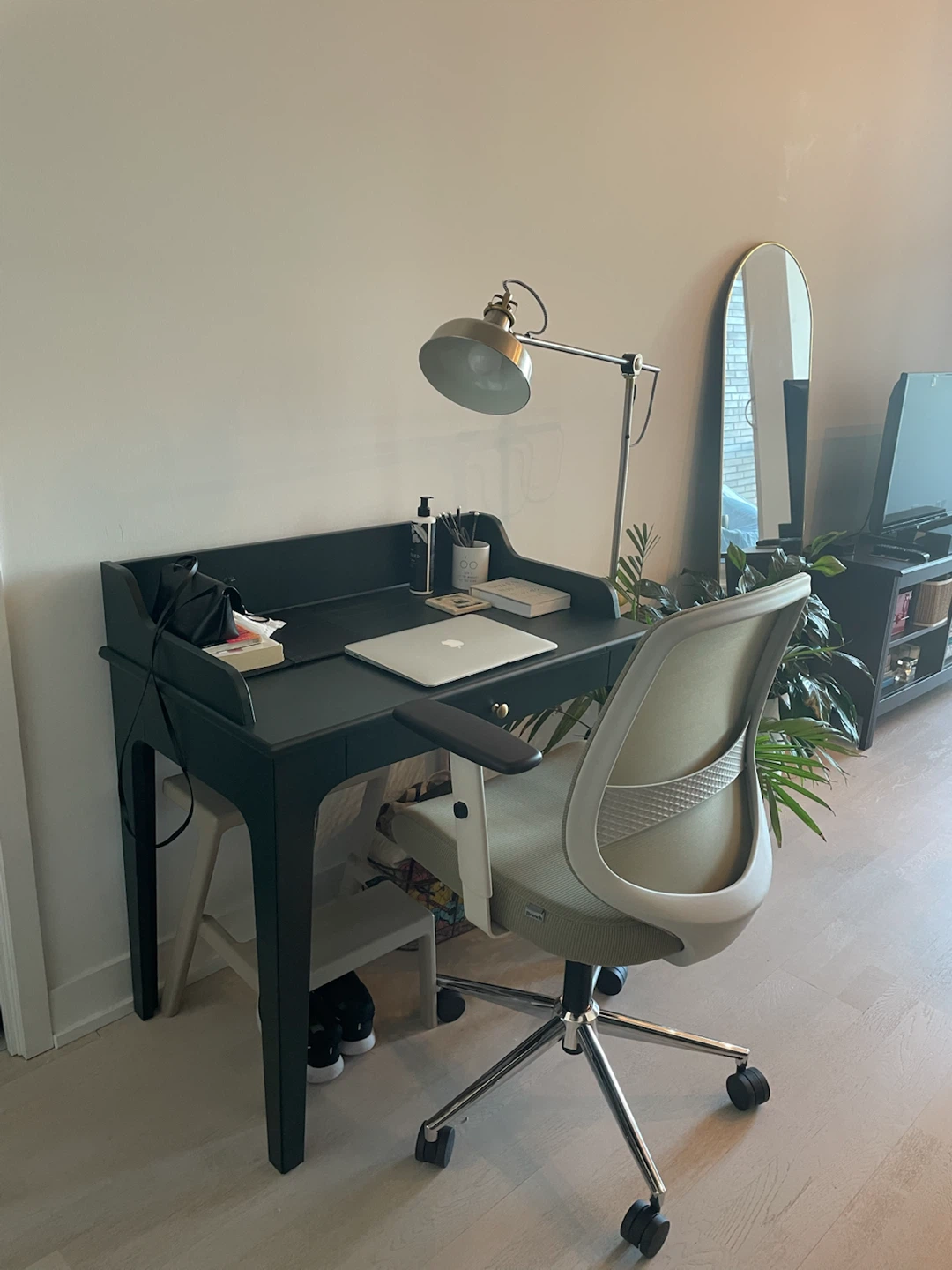 Sleek Ikea desk in dark green