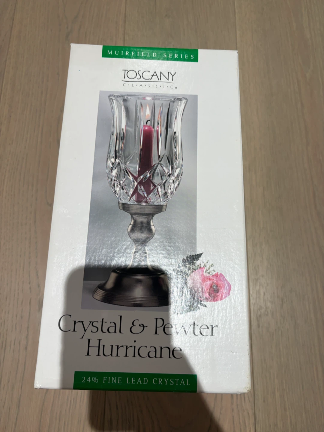 Toscany Crystal & Pewter Hurricane Candle Holder