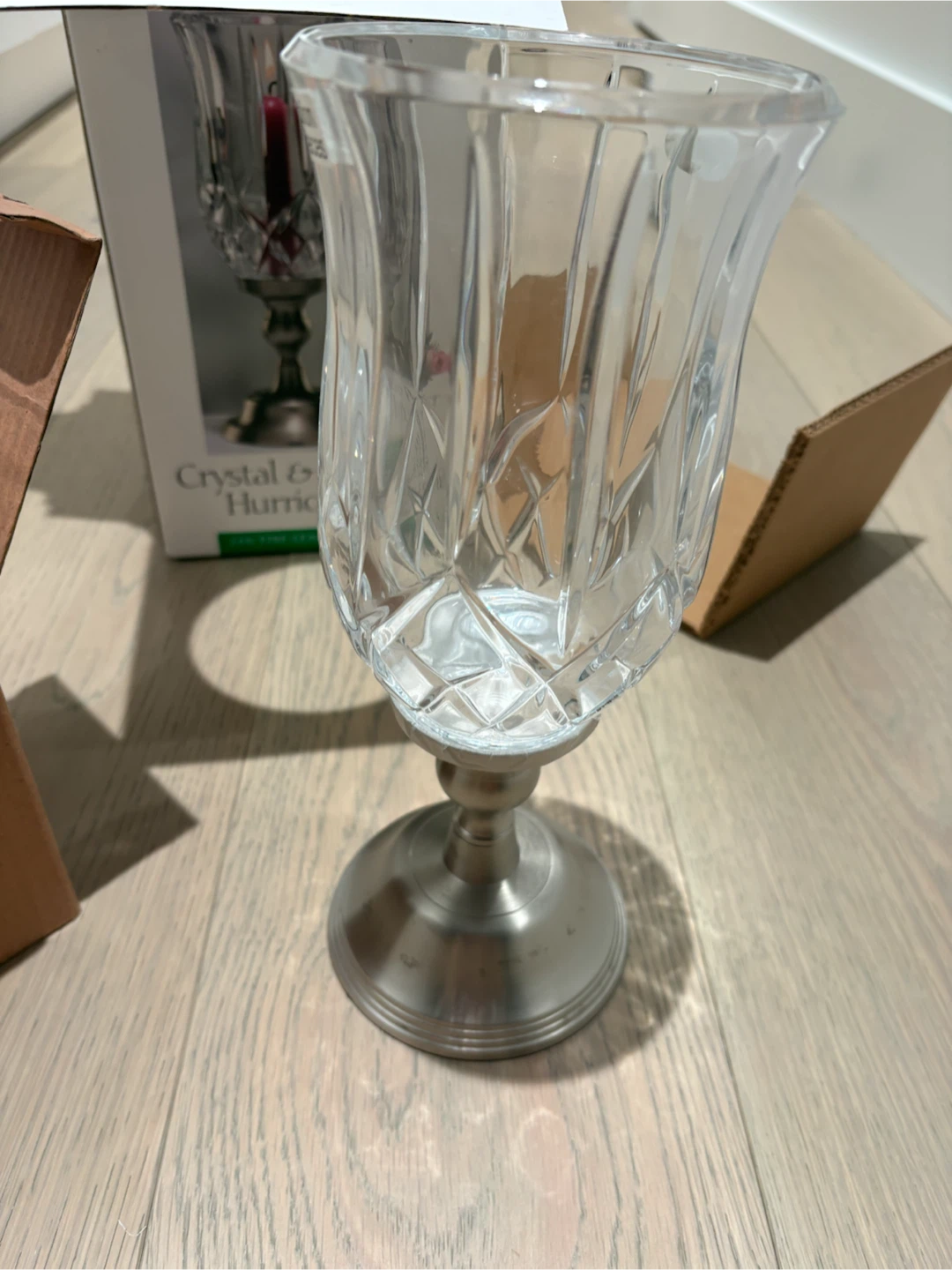 Toscany Crystal & Pewter Hurricane Candle Holder - photo 2